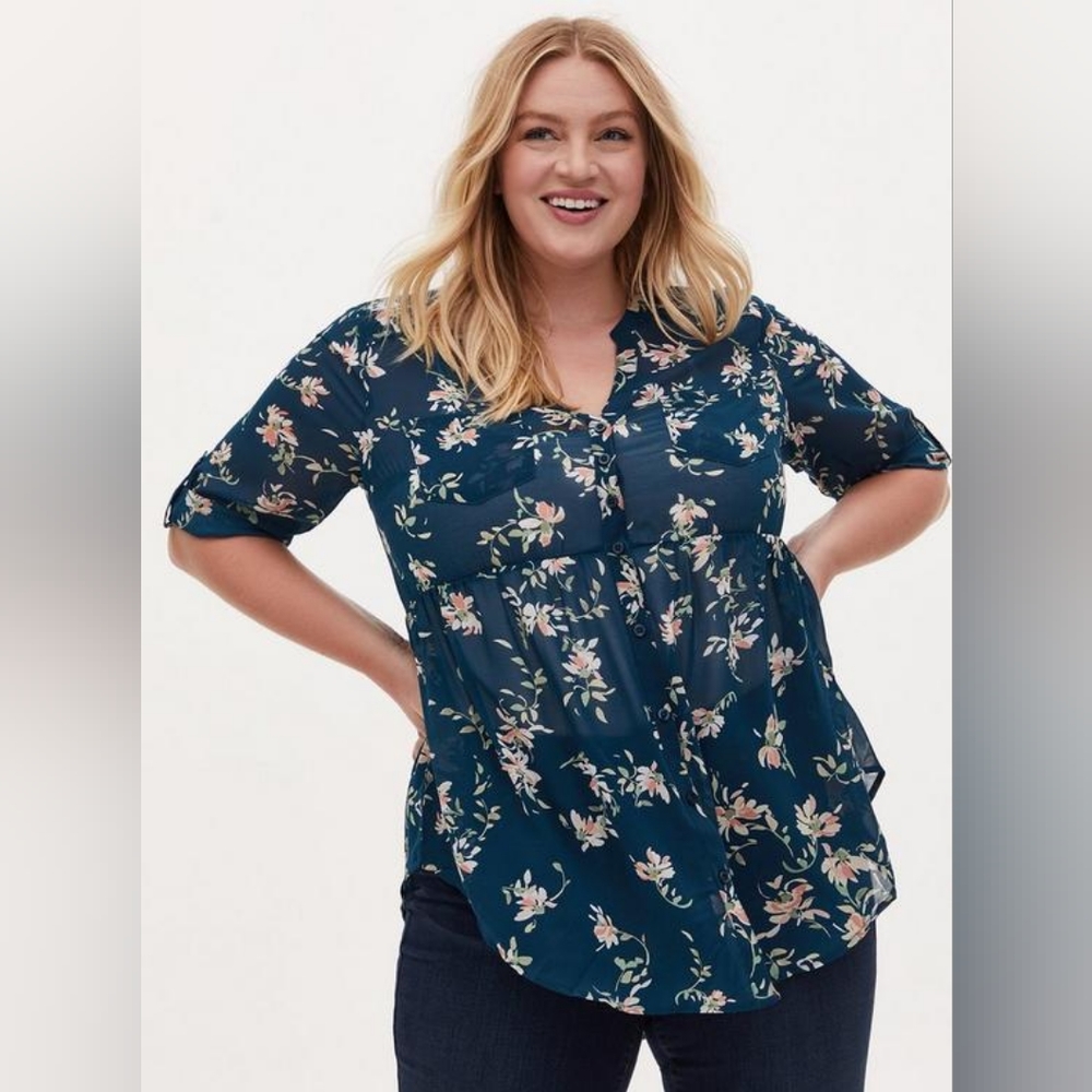 Emma Babydoll Chiffon Tunic Blouse
